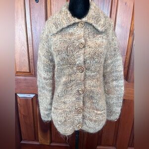 AVOCA Handweavers Ireland Wool Cardigan Sweater Mohair Cottagecore Vintage S/M